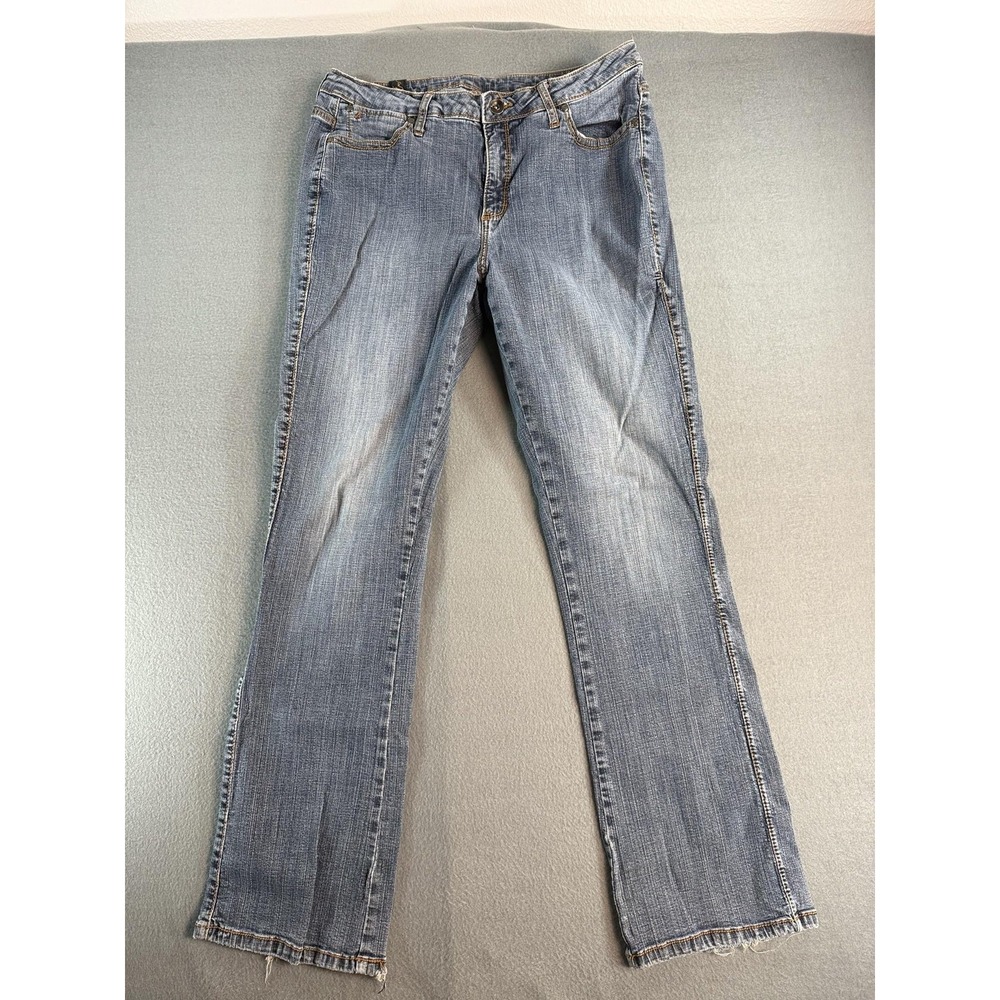 Wrangler Aura Jeans Womens 14 Tall Medium Blue Mid Rise Straight Denim Stretch